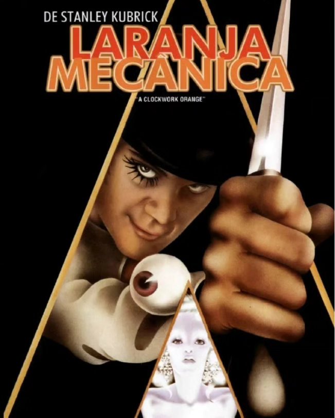 Capa da análise Laranja mecânica, sobre distopia